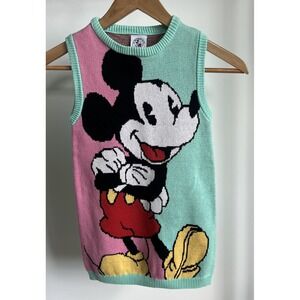 90s‎ Disney Sweater Girls Dress Size 5/6 Pink Green Mickey Disneyland Parks Rare